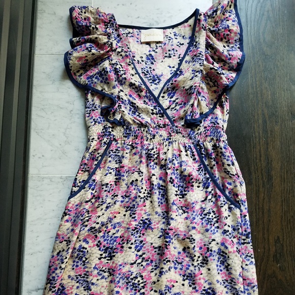 Yumi Kim Silk Mini Dress XS Flutter Sleeve 0 2 - Picture 9 of 13